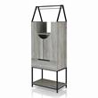 Furniture of America Robble Industrial Wood Wine Cabinet in Vintage Gray Oak