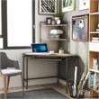 Furniture of America Flak Industrial Wood Corner Desk with Shelves in Sand Black