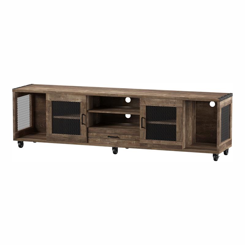 Furniture of America Jax Industrial Wood TV Stand with Casters in Oak