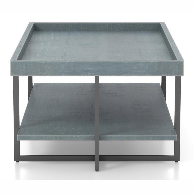 Furniture of America Humere Wood 1-Shelf Coffee Table in Antique Blue
