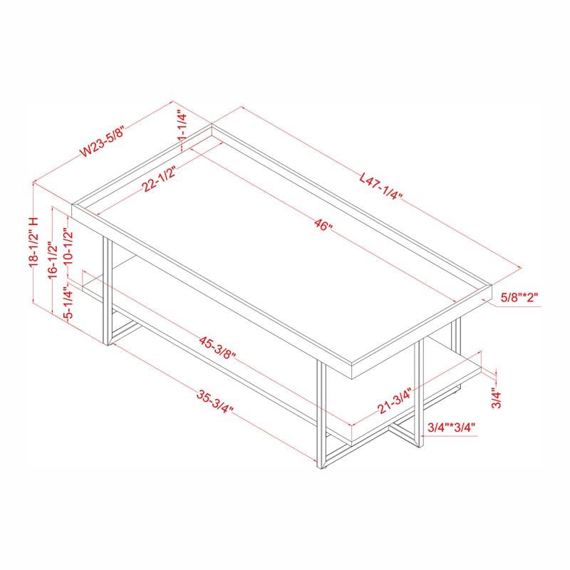 Furniture of America Humere Wood 1-Shelf Coffee Table in Antique Blue