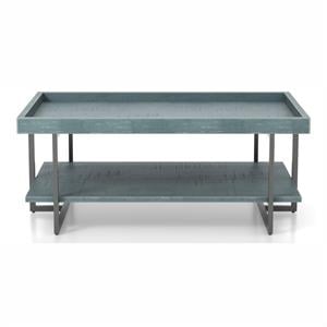 Furniture of America Humere Wood 1-Shelf Coffee Table in Antique Blue