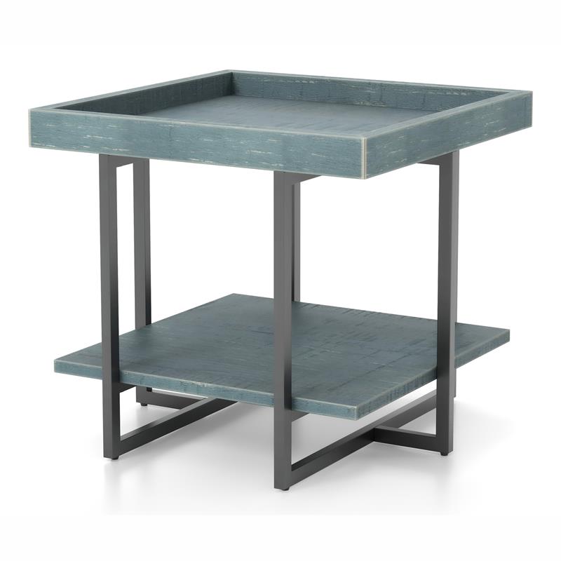 Furniture of America Humere Wood 1-Shelf End Table in Antique Blue