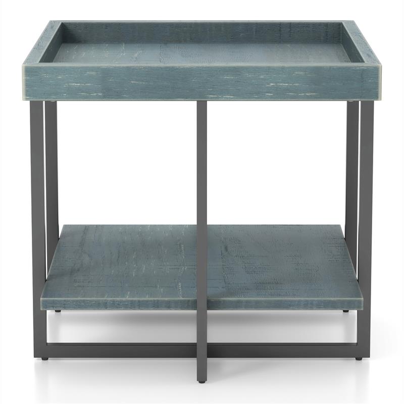 Furniture of America Humere Wood 1-Shelf End Table in Antique Blue