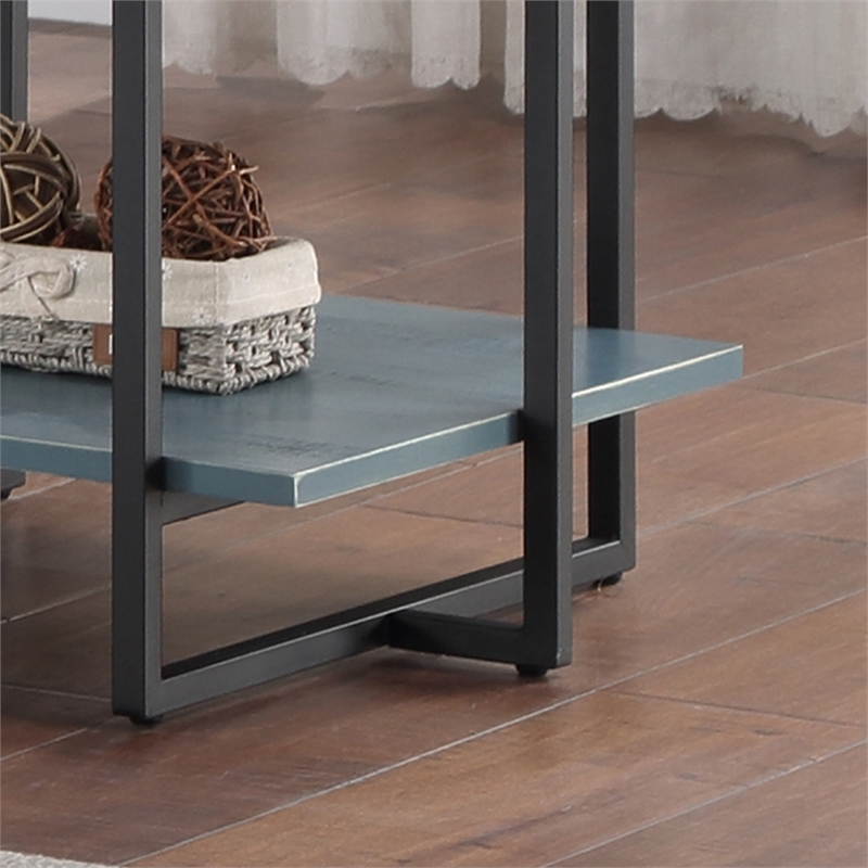 Furniture of America Humere Wood 1-Shelf End Table in Antique Blue