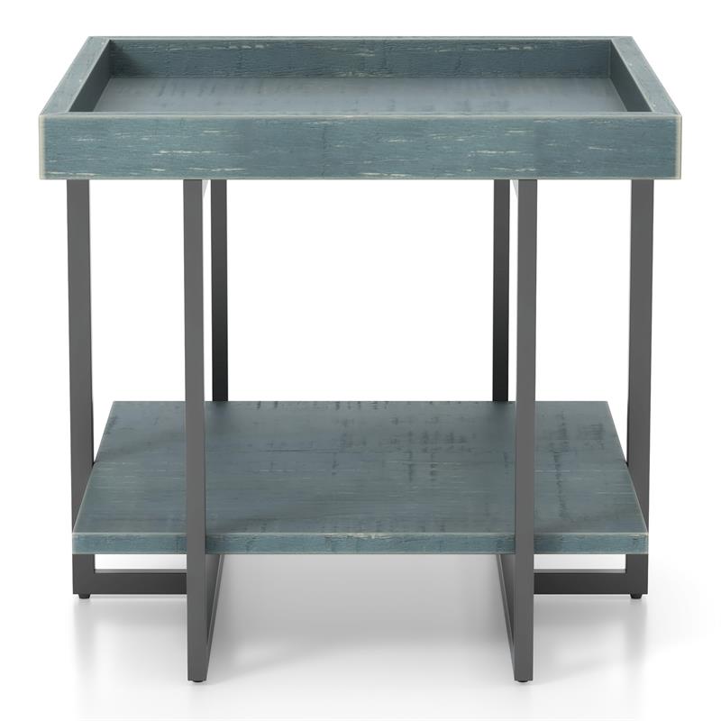 Furniture of America Humere Wood 1-Shelf End Table in Antique Blue
