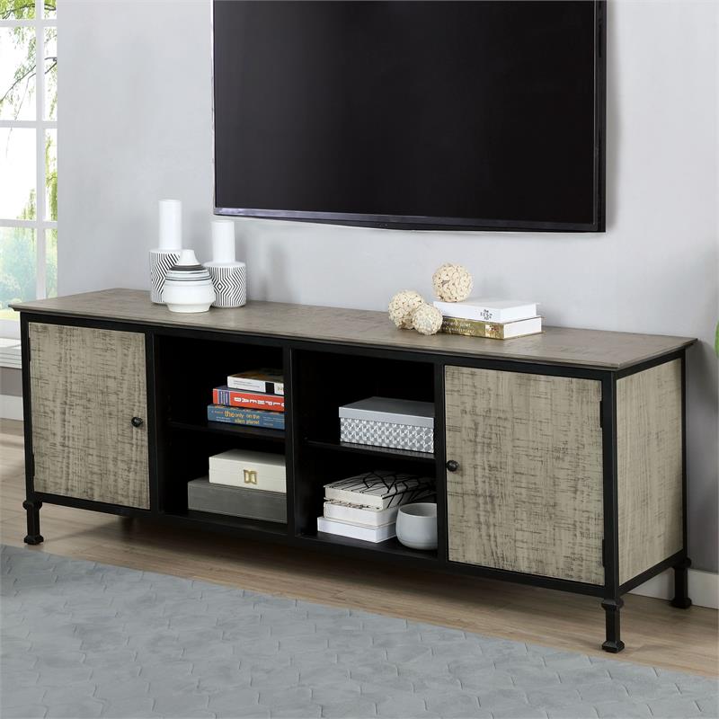 Furniture of America Ronda Industrial Wood 72-Inch TV Stand in Gray