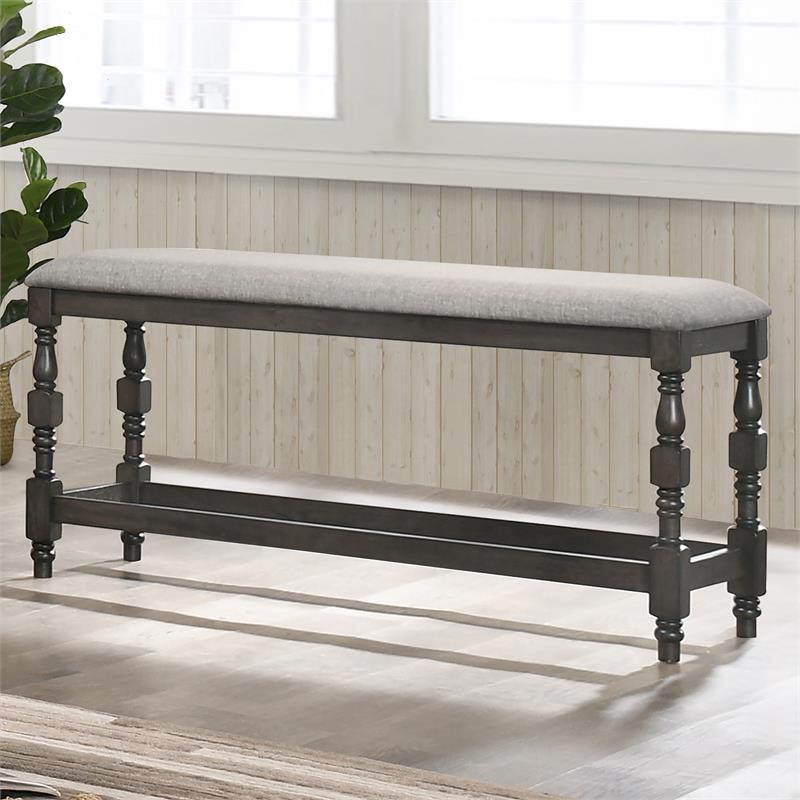 Furniture of America Weighton Wood Counter Height Dining Bench in Dark Gray