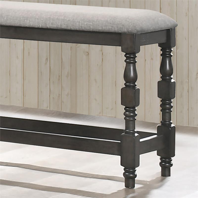 Furniture of America Weighton Wood Counter Height Dining Bench in Dark Gray