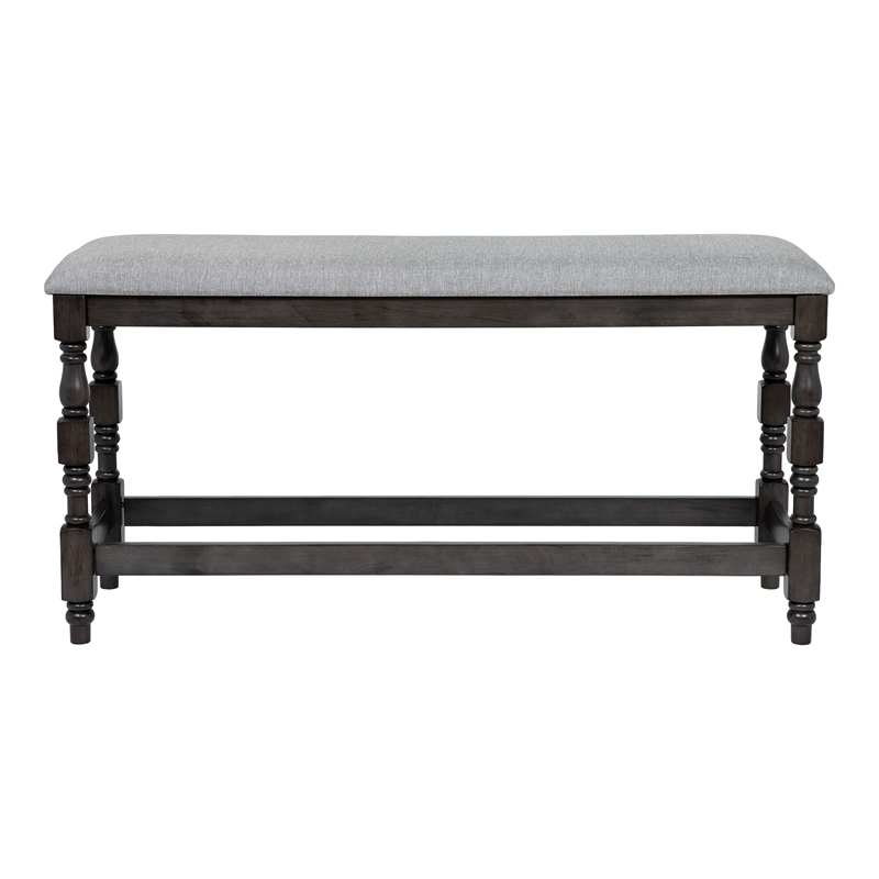 Furniture of America Weighton Wood Counter Height Dining Bench in Dark Gray