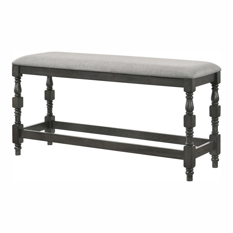 Furniture of America Weighton Wood Counter Height Dining Bench in Dark Gray