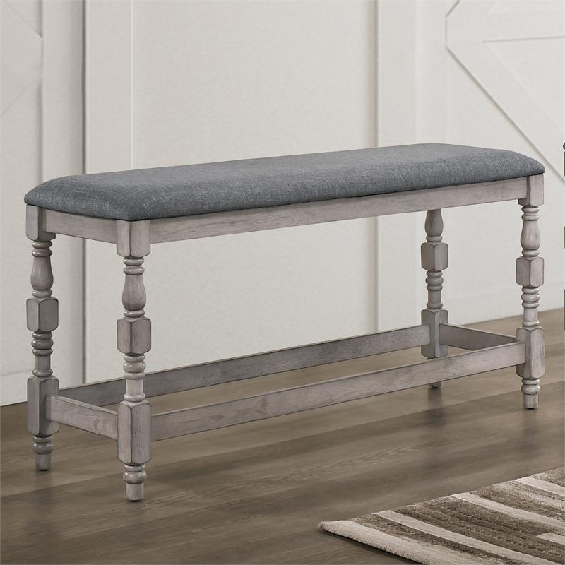 Furniture of America Weighton Wood Counter Height Dining Bench in Antique White