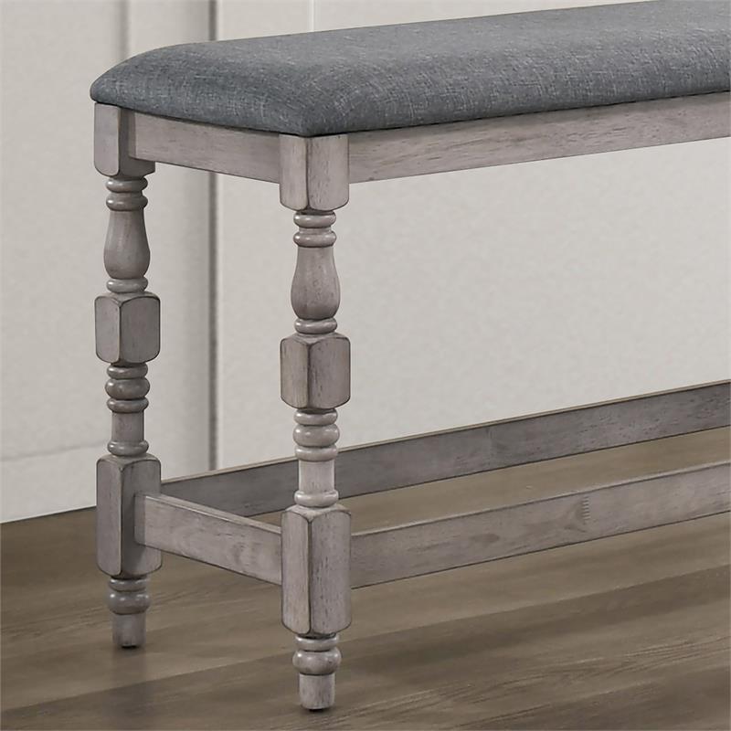 Furniture of America Weighton Wood Counter Height Dining Bench in Antique White