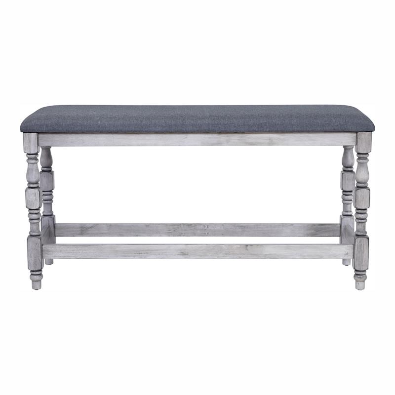 Furniture of America Weighton Wood Counter Height Dining Bench in Antique White