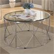 Furniture of America Fland Contemporary Glass Top Round Coffee Table in Chrome