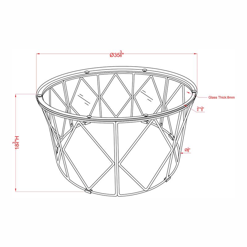 Furniture of America Fland Contemporary Glass Top Round Coffee Table in Chrome