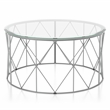 Furniture of America Fland Contemporary Glass Top Round Coffee Table in Chrome