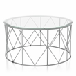 Furniture of America Fland Contemporary Glass Top Round Coffee Table in Chrome