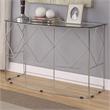 Furniture of America Fland Contemporary Glass Top Round Console Table in Chrome