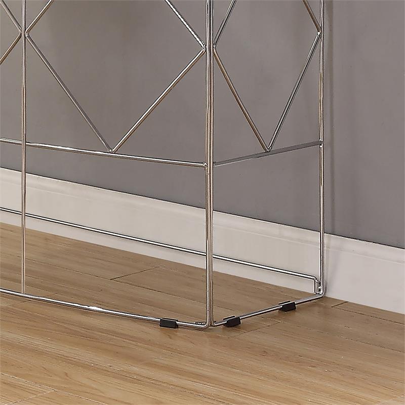 Furniture of America Fland Contemporary Glass Top Round Console Table in Chrome