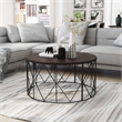 Furniture of America Borche Industrial Wood Round Coffee Table in Walnut