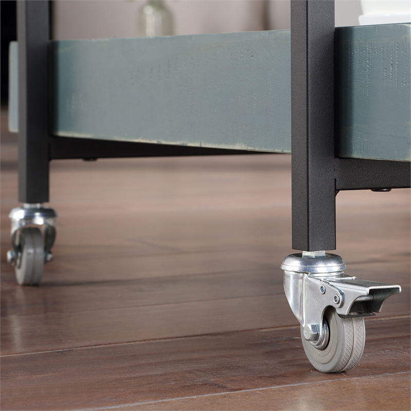 Furniture of America Lackomb Contemporary Wood Serving Cart in Antique Blue