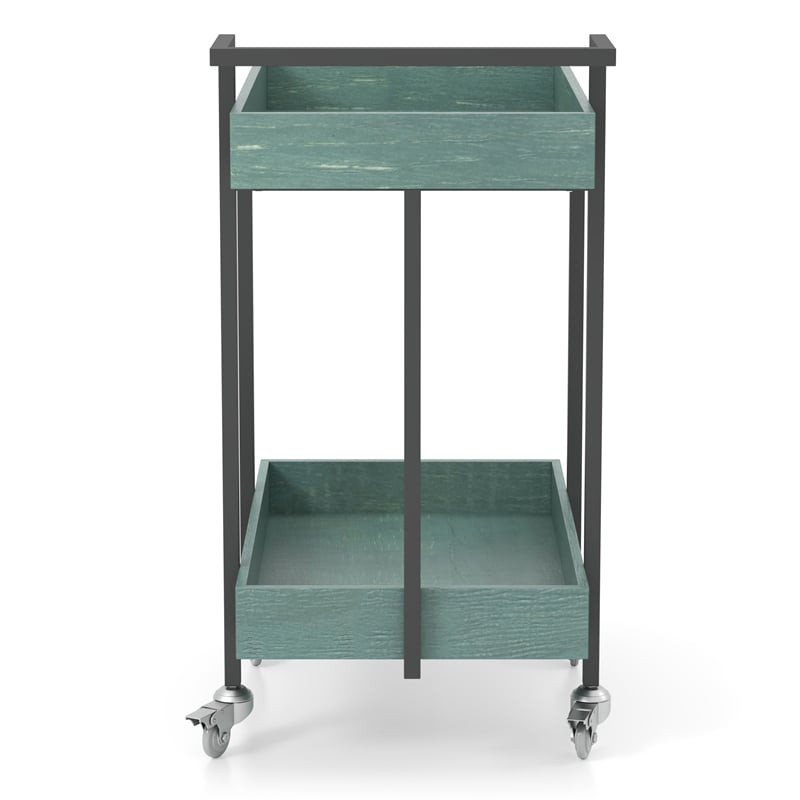 Furniture of America Lackomb Contemporary Wood Serving Cart in Antique Blue