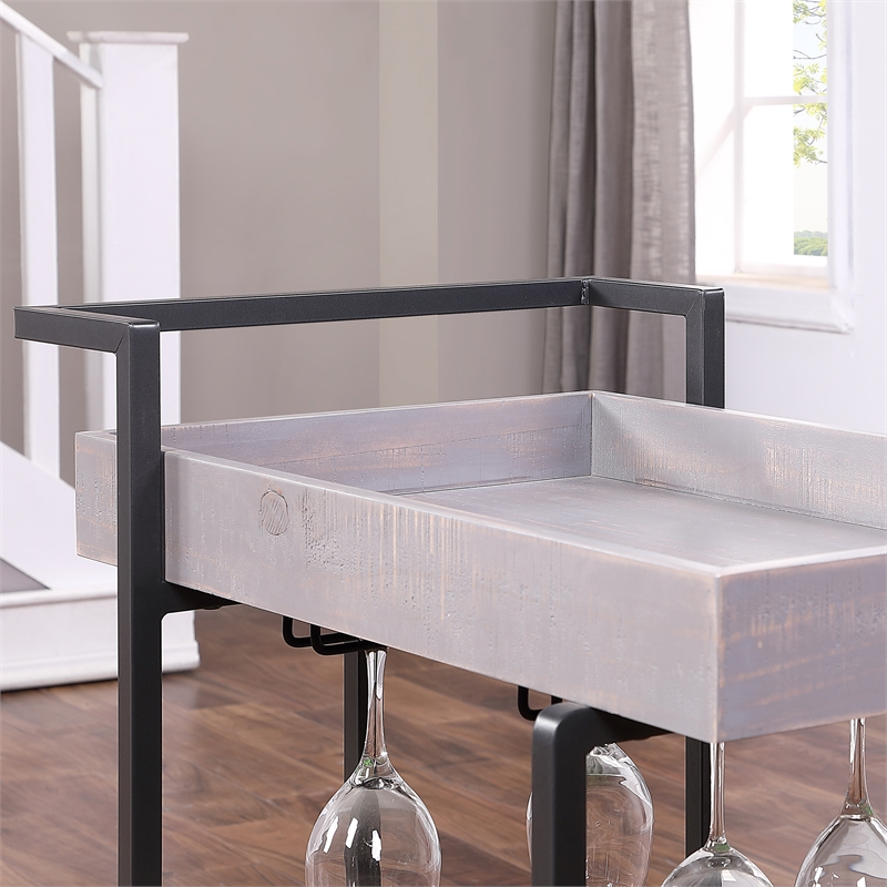 Furniture of America Lackomb Contemporary Wood Serving Cart in Antique Gray