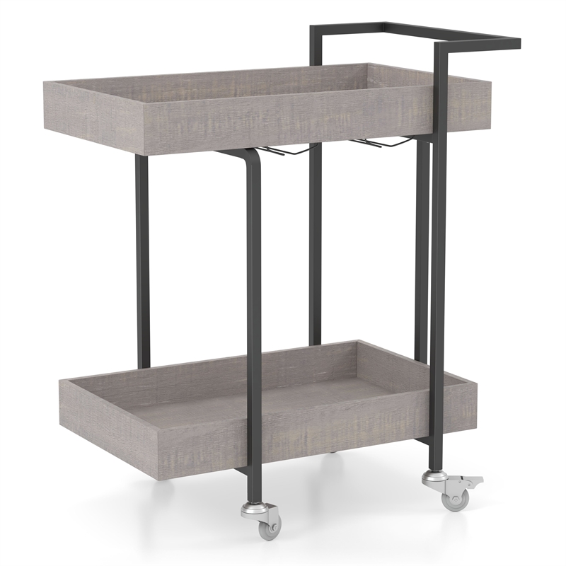 Furniture of America Lackomb Contemporary Wood Serving Cart in Antique Gray