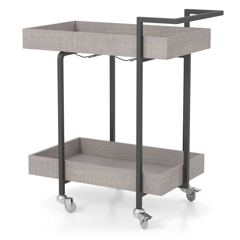 Furniture of America Lackomb Contemporary Wood Serving Cart in Antique Gray