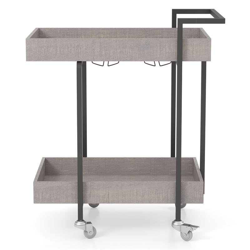 Furniture of America Lackomb Contemporary Wood Serving Cart in Antique Gray
