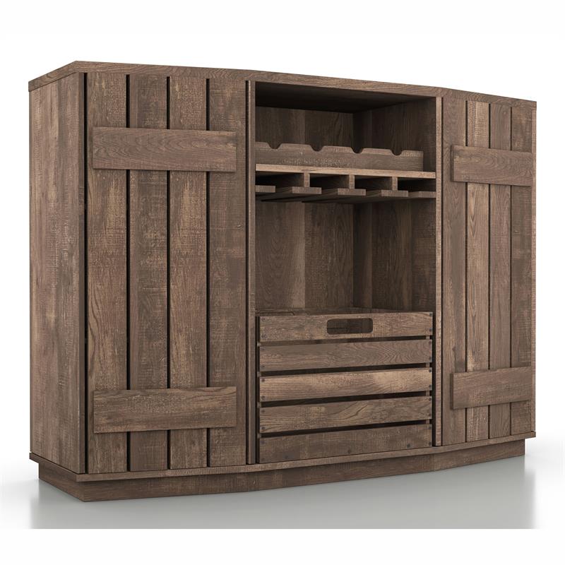 Furniture of America Layfield Wood Multi-Storage Buffet in Reclaimed Oak