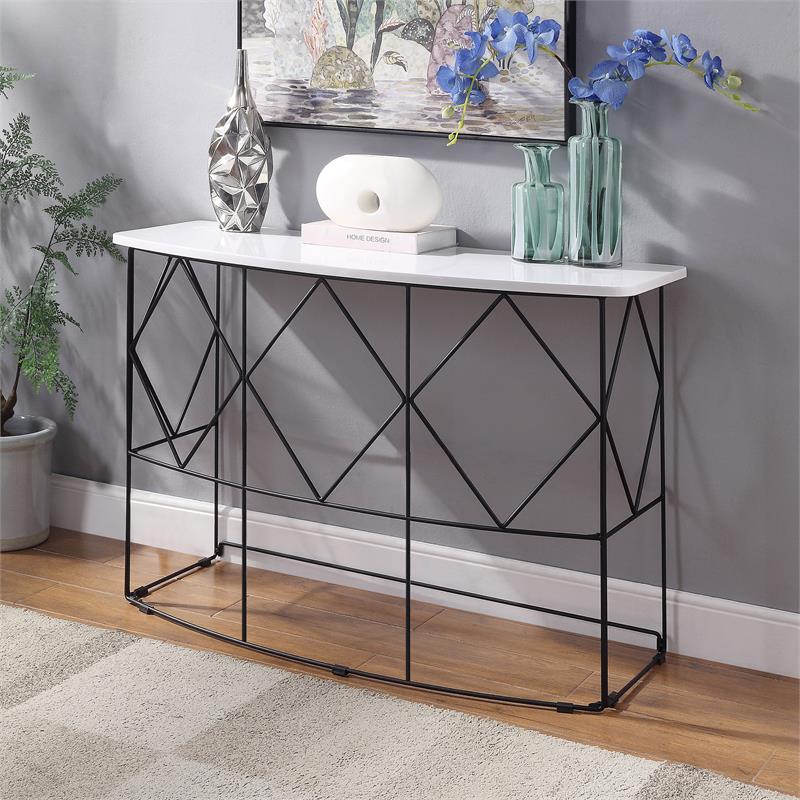 Furniture of America Borche Industrial Wood Console Table in White