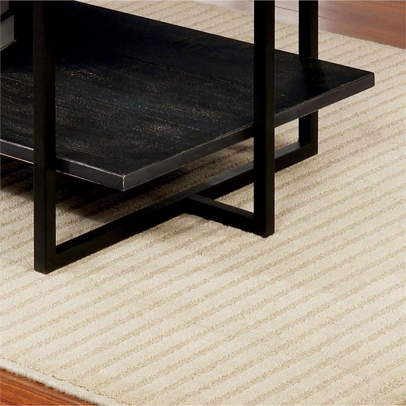 Furniture of America Prakers Industrial Wood 1-Shelf Coffee Table in Black