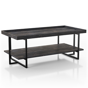 furniture of america prakers industrial wood 1-shelf coffee table in black