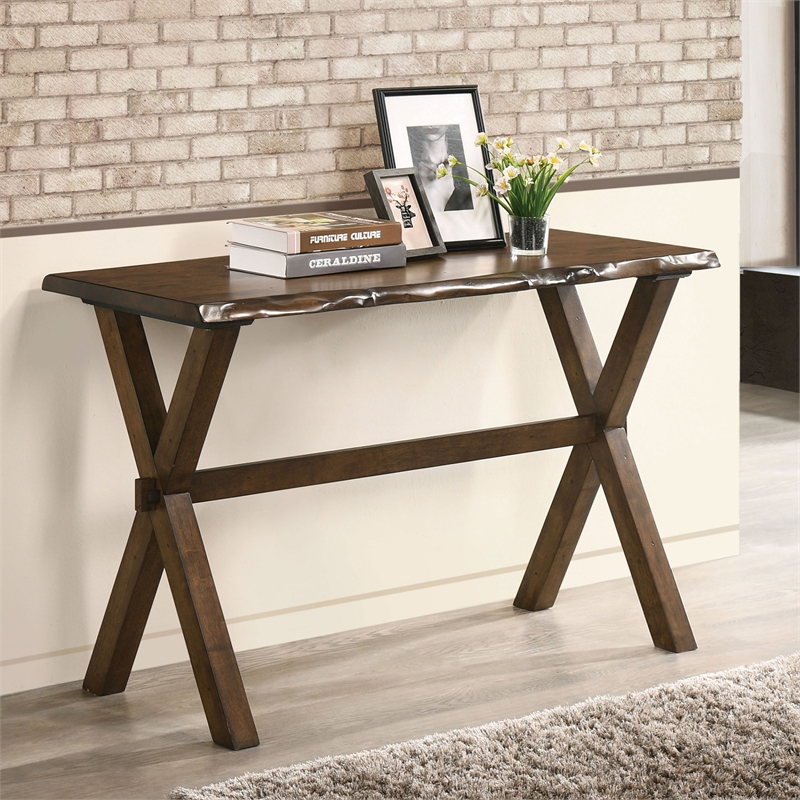 Furniture of America Bradden Transitional Solid Wood Console Table in Walnut