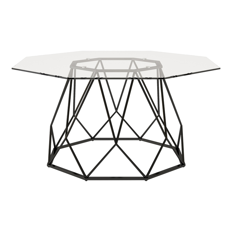 Furniture of America Growder Contemporary Glass Top Coffee Table in Sand Black