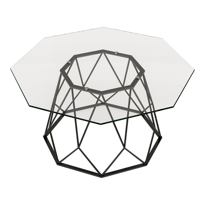 Furniture of America Growder Contemporary Glass Top Coffee Table in Sand Black