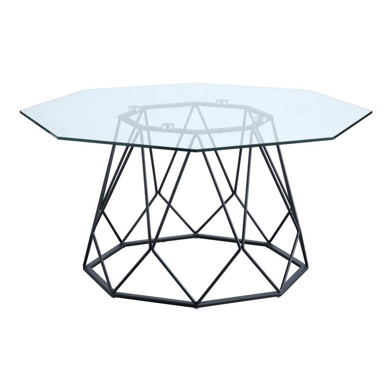 Furniture of America Growder Contemporary Glass Top Coffee Table in Sand Black