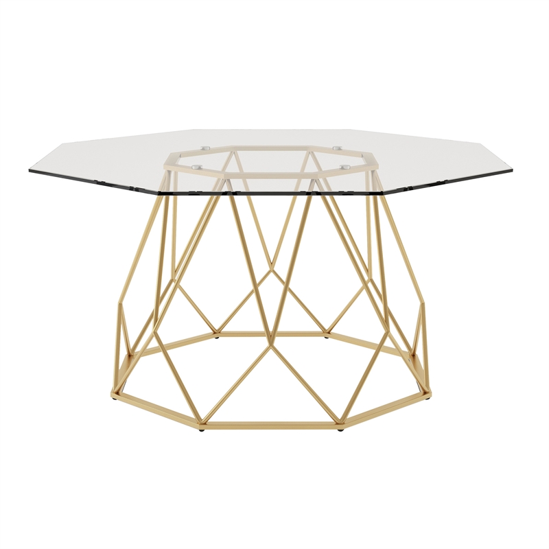 Furniture of America Growder Contemporary Glass Top Coffee Table in Gold