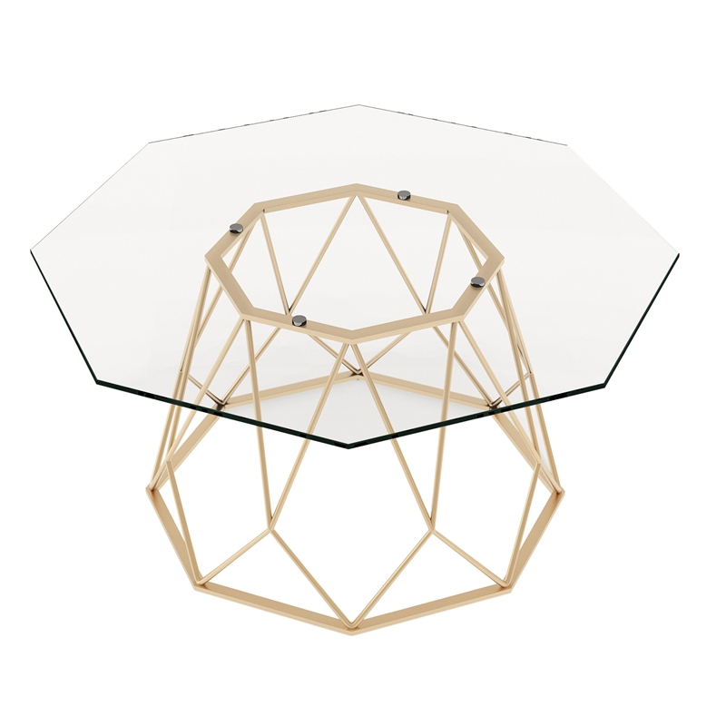 Furniture of America Growder Contemporary Glass Top Coffee Table in Gold