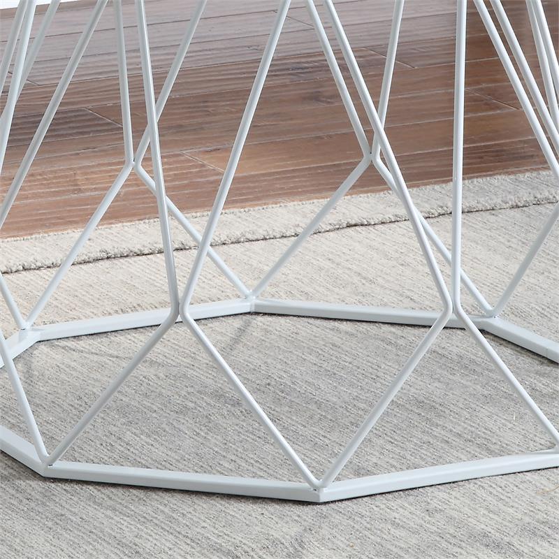 Furniture of America Growder Contemporary Glass Top Coffee Table in White