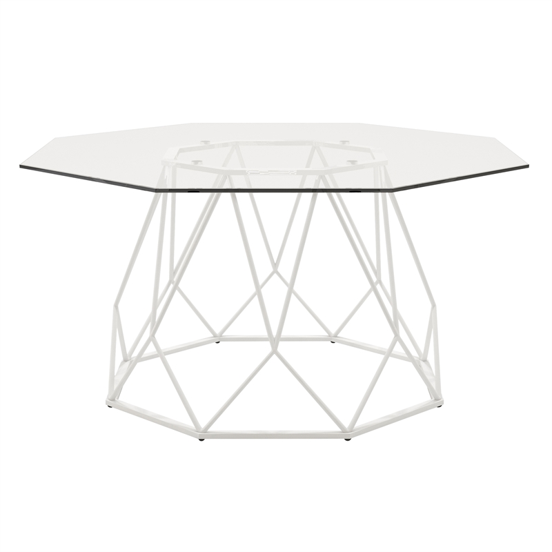 Furniture of America Growder Contemporary Glass Top Coffee Table in White