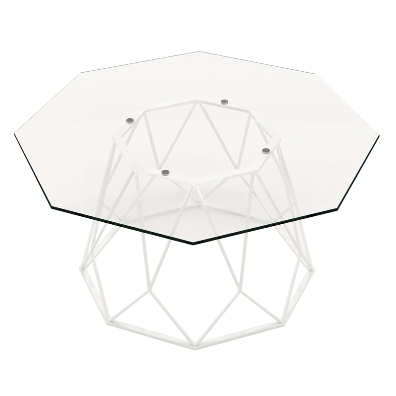 Furniture of America Growder Contemporary Glass Top Coffee Table in White
