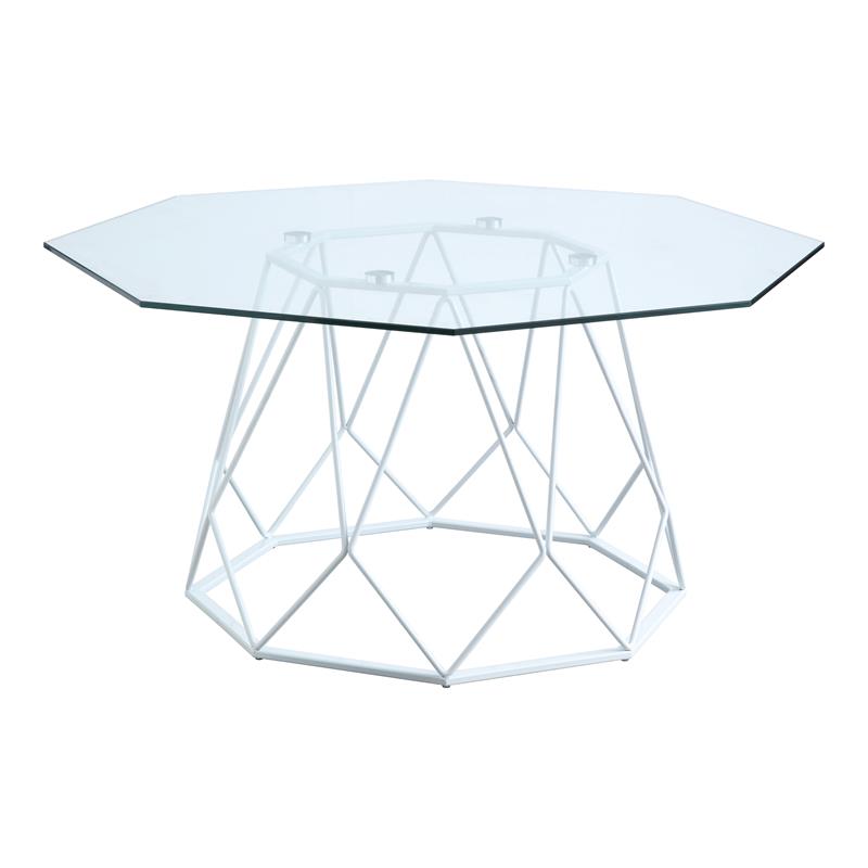 Furniture of America Growder Contemporary Glass Top Coffee Table in White