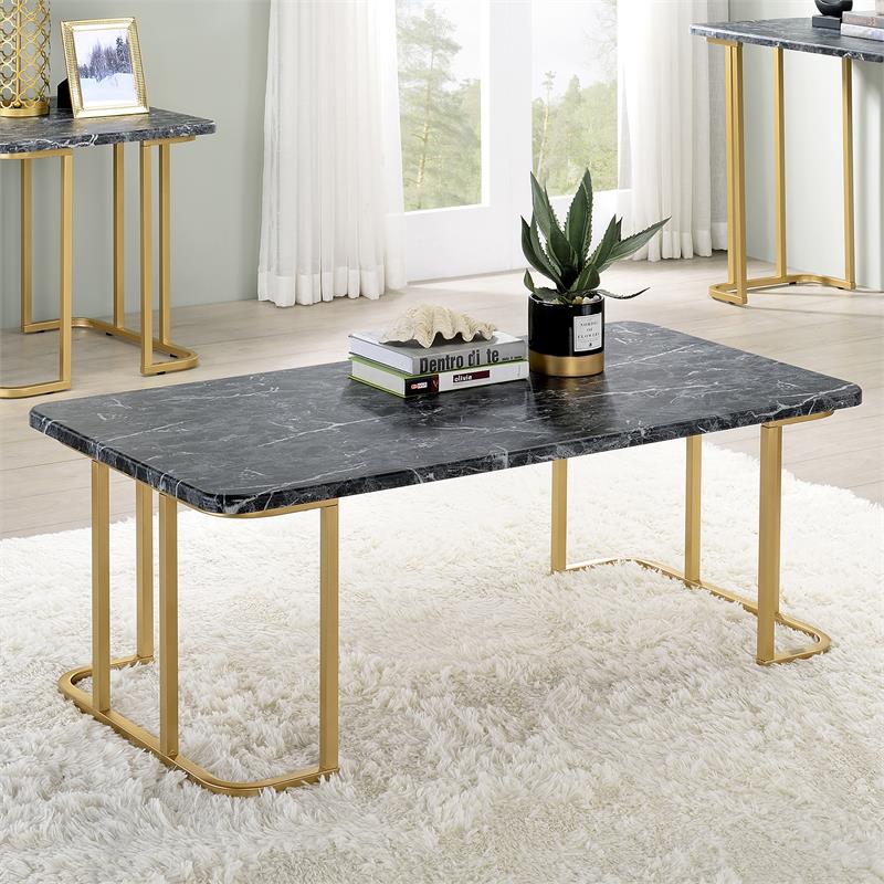 Furniture of America Clotten Contemporary Metal Coffee Table in Black