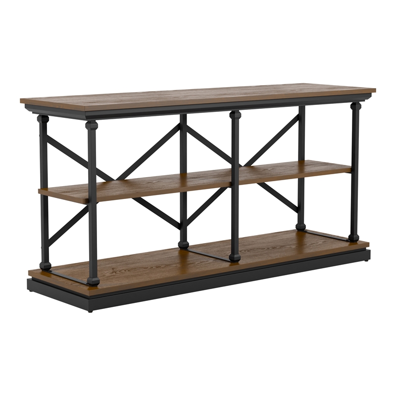 Furniture of America Drewden Transitional Wood 2-Shelf Console Table in Dark Oak