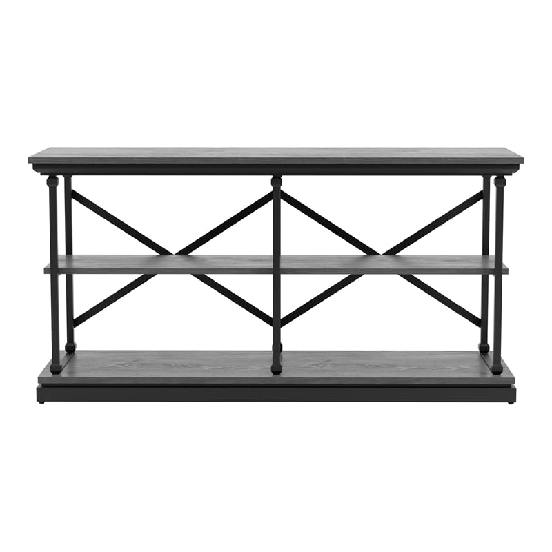 Furniture of America Drewden Transitional Wood 2-Shelf Console Table in Gray