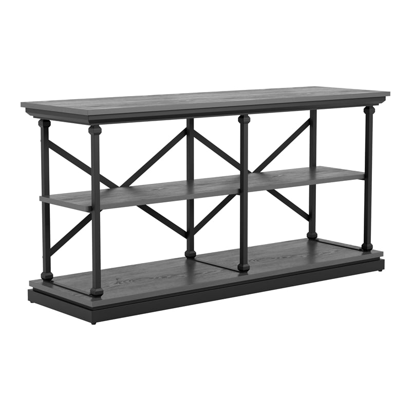 Furniture of America Drewden Transitional Wood 2-Shelf Console Table in Gray