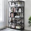 Furniture of America Qualt Industrial Metal 5-Shelf Bookcase in Black